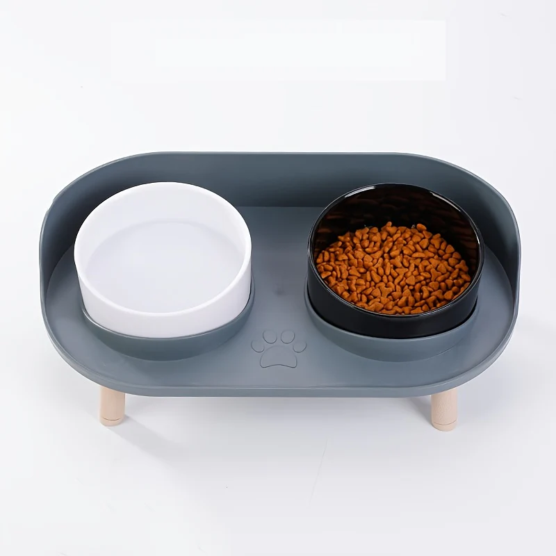Pet Feeding Station With Double Bowls | Cat And Dog Food Water Bowls | Neck Protection Design | Non-Slip Spill-Resistant Base | Multifunctional Durable Feeder For Small And Medium Pets | Easy To Clean